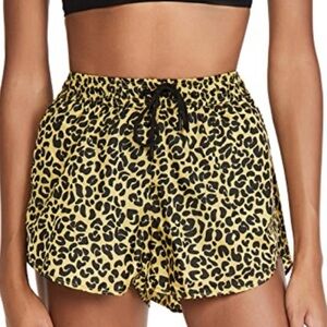 Good American Active Sheer Nylon Running Shorts Cheetah Print Sz 1 NWOT